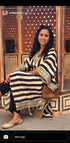 Gold Black Striped Kaftan Set